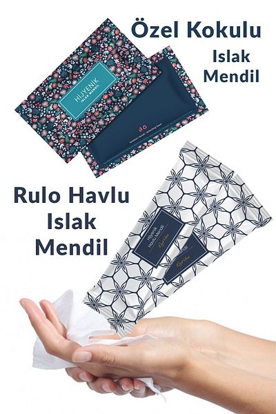 Balkan Disposable Floral Wet Wipes 6X12Cm 25 Pieces V Roll Towel Wipes 25 Pieces (Total 50 Pieces)