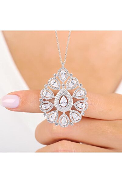 Mia Vento Pırlanta Montür Işıltılı Kraliyet Nişanı Gümüş Kolye