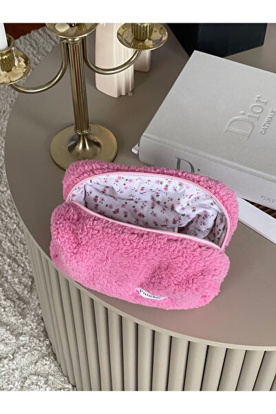 Punchiess Розова плюшена чантичка за гримове