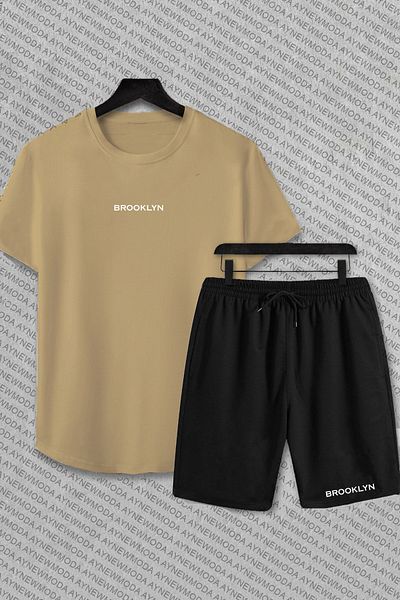 AY MONTANA Комплект къси панталони с тениска Brooklyn Printed Oversize, горна и долна част от 2 части