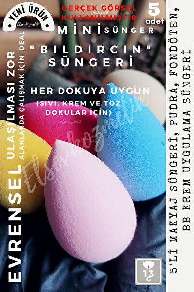 Nano Absolute 5'li Makyaj Süngeri Set Mini, Pudra, Fondöten, Bb Krem Uygulama Süngeri