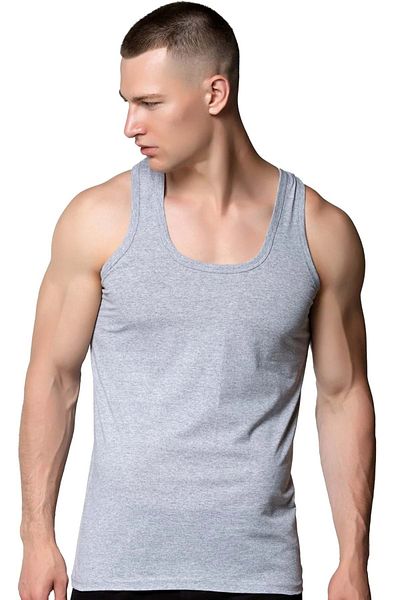 SEDEF YILDIZ Gray Men's Combed Cotton Tank Top