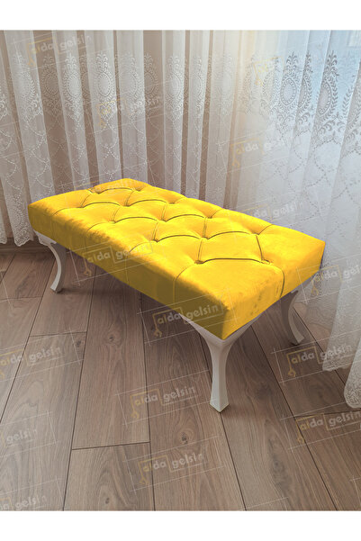 aldagelsin Kapitoneli Ayak Ucu Kapı Önü Antre Bench Puf Beyaz Ayak (120*45)