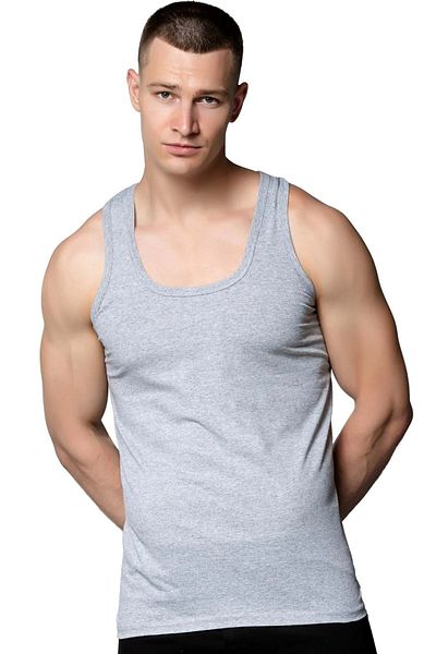 SEDEF YILDIZ Gray Men's Combed Cotton Tank Top