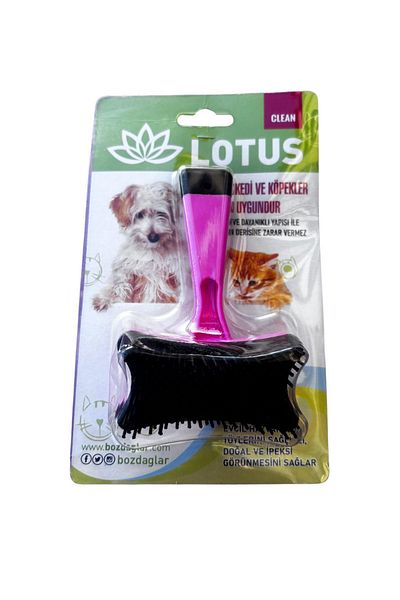 Kent Pazarı Pink Colored Automatic Button Pet Brush - Cat Dog Comb, Hair Collector