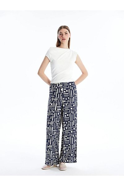LC Waikiki ÖZYEKA LCW - Pantaloni Palazzo de damă cu model modest, talie elastică