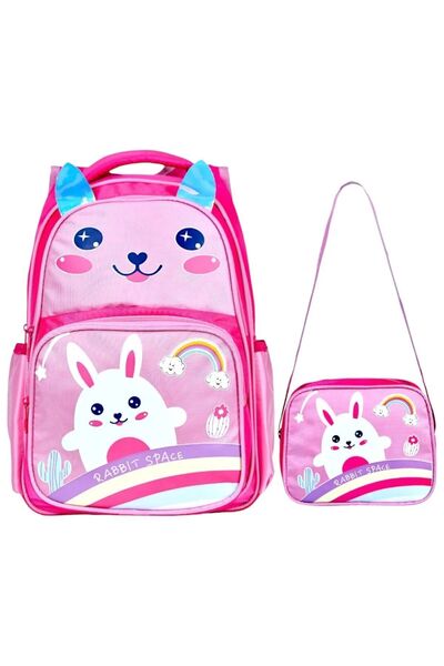 shopshop Αδιάβροχο υφασμάτινο σακίδιο πλάτης με στάμπα γάτας, ορθοπεδικό σακί...