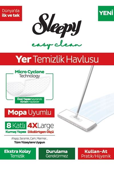 Sleepy 4-Piece and 8-Piece Floor Cleaning Towels - Durable Special Packaging, 2 Packs