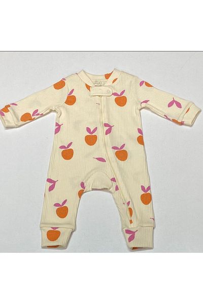 İdilbaby&Mamino Apple Printed Baby Girl Ribbed Jumpsuit - IDILBABY&MAMINO