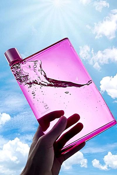 Madamev A5 Water Bottle - Transparent Pruple Bottle Motivation, Portable Sports Water Bottle, 350ml Notebook