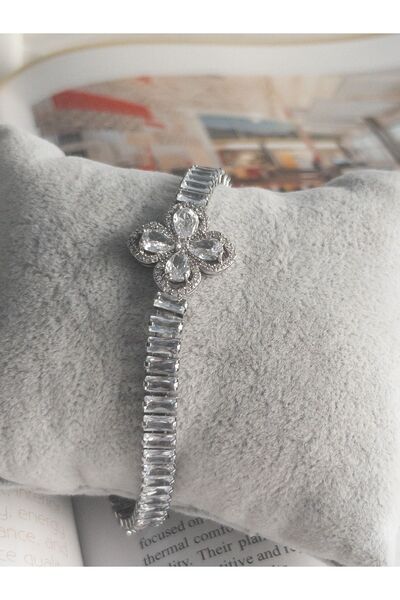 Siya Silver Waterway Clover Model Women's Bracelet - Silver Color, 17+2 CM