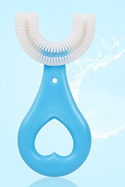 CARNIVAL LAND Çocuk Diş Fırçası U Şeklinde Pratik Mavi Saplı 360 Derece Döner Bebek Yeni Nesil