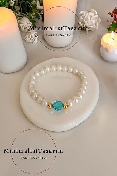 MinimalistTasarım Pearl Bracelet, Bridesmaid Bracelet, Pearl Bracelet, Stone Bracelet, Clover Bracelet