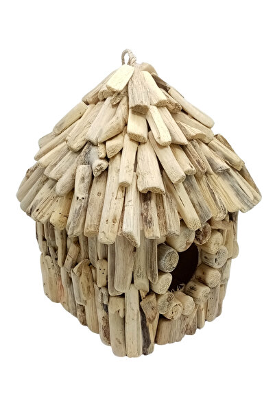 Dünyadan Hediyeler Dekoratif Rustik Ağaç Kuş Yuvası Büyük 21cm