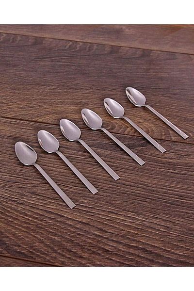 Yüsra Home 12 Pcs Flat Bar Model Teaspoons for Daily Use - Stainless Steel Fortune Dowry