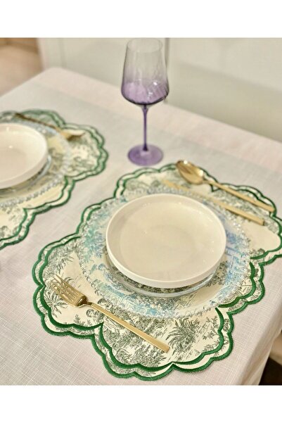 Home Nakışlı Yeşil Vintage Amerikan Servis