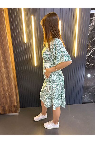 HANIMCA GİYİM Women's Summer Ruffle Dress - 100% Viscose