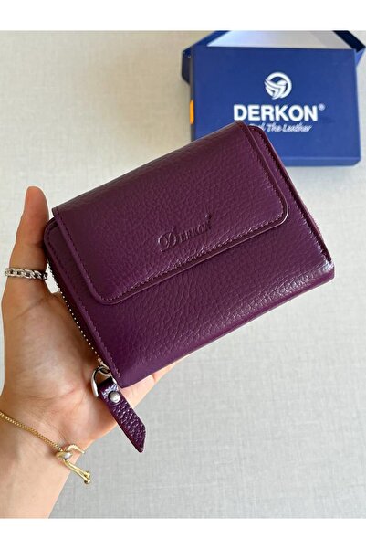DERKON Portofel de damă din piele naturală Purple Nova