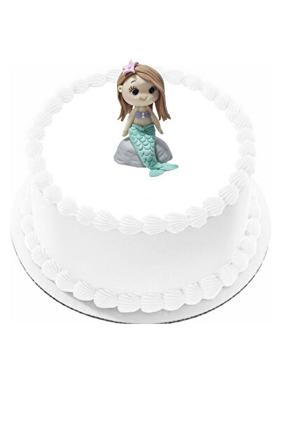 Pasta9 Şeker Hamurundan Pasta Tamamlayıcı Süs Deniz Kızı Modelli Figür