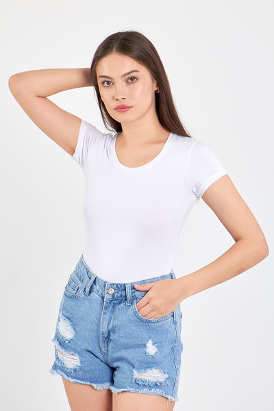 SPROUT fresh طاقم الرقبة قصيرة الأكمام الجسم الأساسي