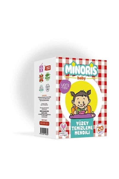 Minoris Organic Surface Cleaning Wipes Single Pack 20 Pieces