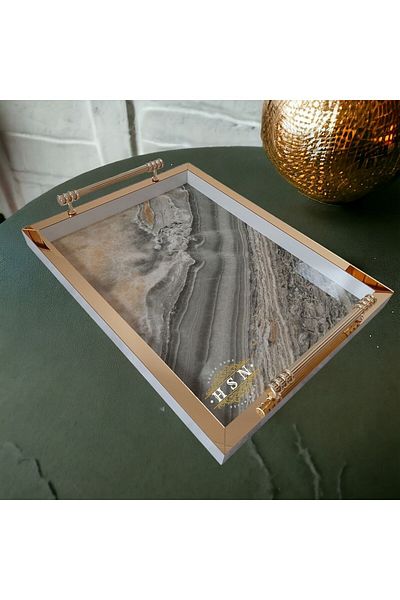 MOD10 Luxury Oxgreen-white Gold Plexsi Promise Nirling Ring Dowry New Home Gift - Tea Coffee Presentation Tray