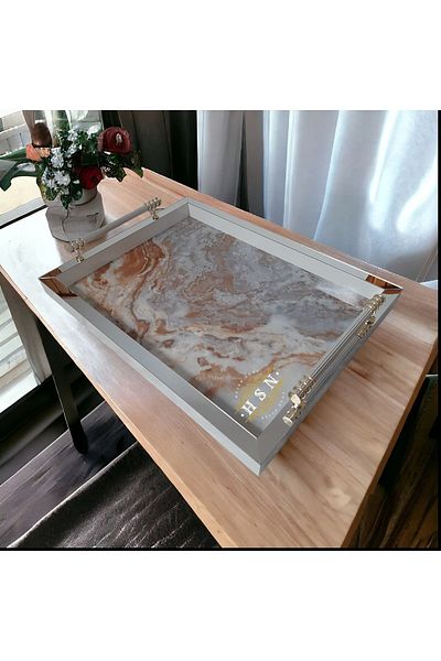 MOD10 Luxury Gray-volcano White-silver Promise Engagement Ring Dowry New Home Gift - Tea Coffee Presentation Tray