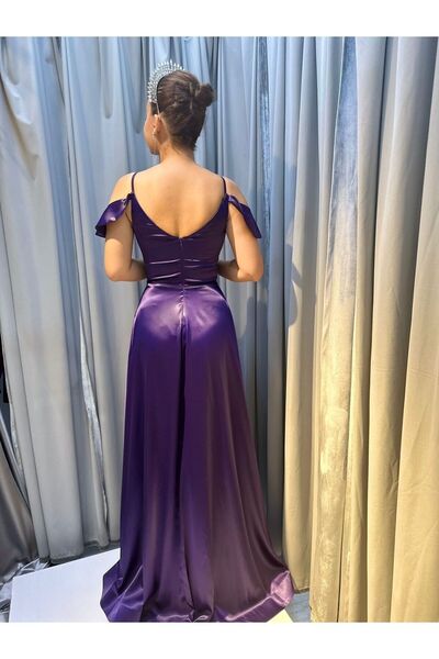 Abiye's KINA ELBİSESİ DIŞ ÇEKİM,NİKAH VE NİŞAN SÖZ YIRTMAÇLI SATEN