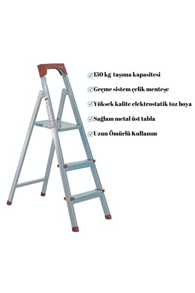 ZE Zigana Ev Gereçleri 2 1 Ev Tipi 150kg Taşıma Kapasiteli Profil Merdiven Ty...