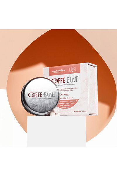 Next Microbiome Coffe-Biome Coffee - Prebiotic and Herbal Extracts High School, 60 Chewable Tablets