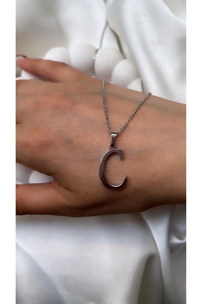Accessories قلادة فضية اللون من الفولاذ بحروف