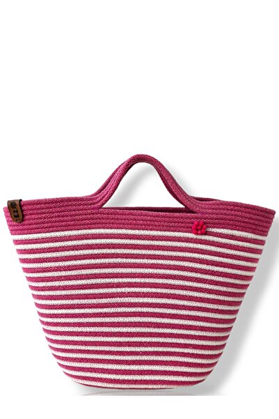 Beach Pembe Beyaz Kadın Plaj  Çantası, Günlük Çanta, Kadın El Çantası