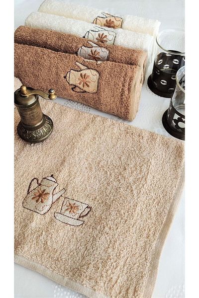 Z&N STYLE 30x50 см. Комплект кухненски кърпи Dowry - Чайник с бродирана чаша, 6 броя
