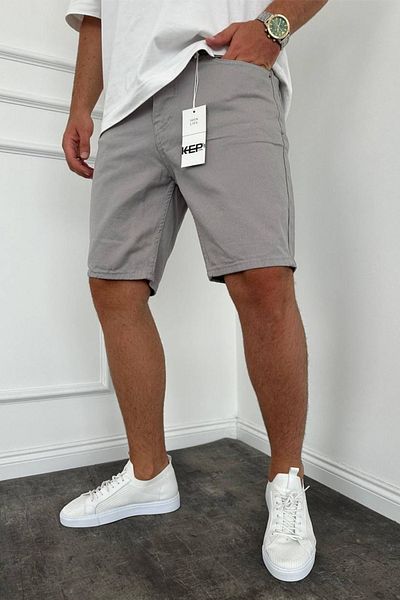 MADZEYMODA Ανδρικό τζιν σορτς σε γκρι χρώμα