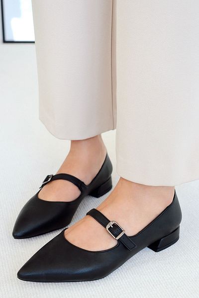 POLKA STORE Stylish Pointed Toe - Short Block Women's Shoes with Closed Back Helmet