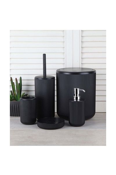 devigo 5 Piece Bathroom Set - Dustbin, Toilet Brush, Toothbrush Holder Solid and Liquid Soap Dispenser