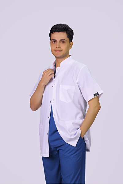 HGM Collection Erkek Hakim Yaka Kısa Kollu Medikal Önlük Doktor Hemşire Ezcac...