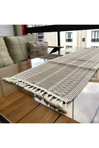 nonamino Βαμβακερό σάλι μοτίβο Lace Mesh Runner 35x150