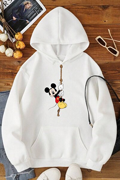 NoVibe Φούτερ με κουκούλα με στάμπα Μίκυ Μάους, unisex, oversized