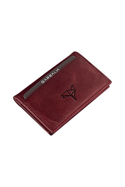 Garbalia 100% Handmade Crazy Leather Minimal Claret Red Card Holder