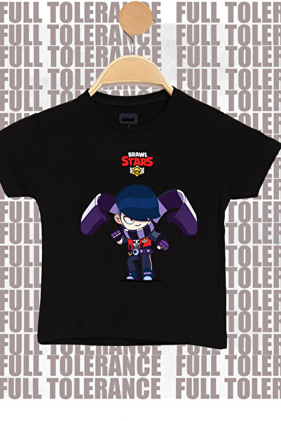 FULL TOLERANCE Unisex Cocuk Siyah Brawl Stars Edgar Karakterli Tişörtü
