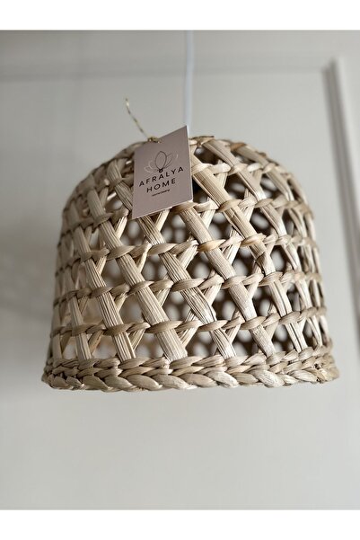 afralya home Hasır Bohem Avize, Rustik Avize, Jüt Avize, Doğal Avize, Tavan Aydınlatması Rattan 30cm (Duy Dahil )