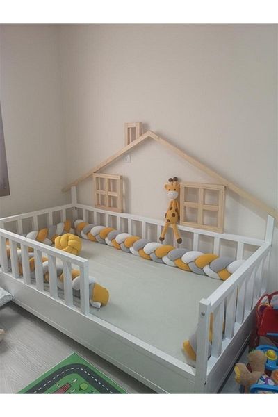 Jaju Baby لون مختلط 80x130 3 شبكة حماية السرير حامي تصميم خاص