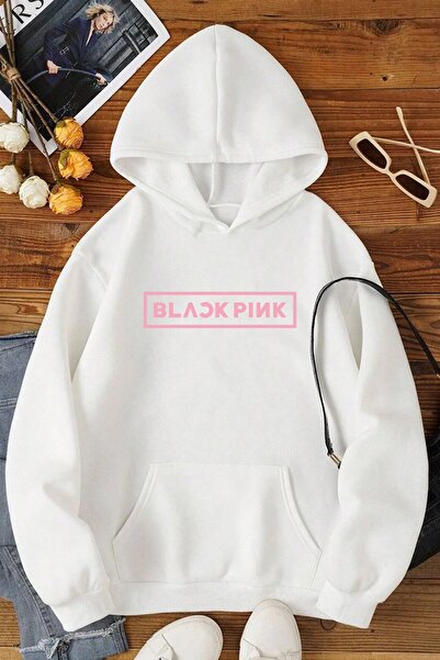 NoVibe Hanorac oversize cu glugă pentru femei cu imprimeu Blackpink