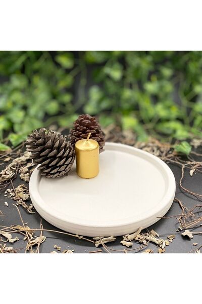 Be Candlous White Round Concrete Presentation Tray