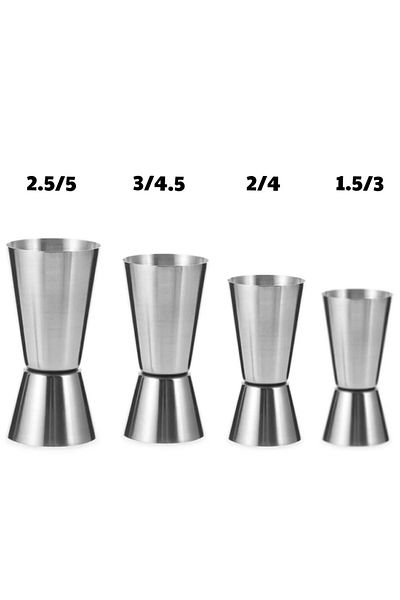 adin tasarım Bartender Jigger Set - 4-Piece 2.5/5 Cl + 3/4.5 + 2/4 Cl + 1.5/3 Cl Cocktail Scale