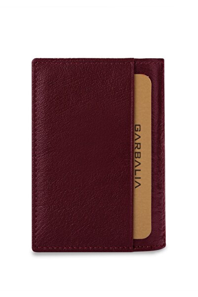 Garbalia Genuine Leather Minimal Claret Red Money Portfolio - Handmade