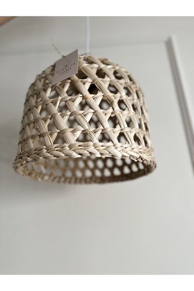 afralya home Hasır Bohem Avize, Rustik Avize, Jüt Avize, Doğal Avize, Tavan Aydınlatması Rattan 30cm (Duy Dahil )