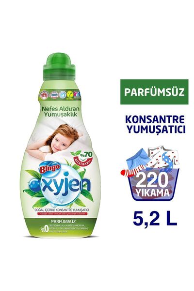 Bingo Oxyjen Konsantre Yumuşatıcı Parfümsüz 1320 ml Ekonomi Paketi 4'lü