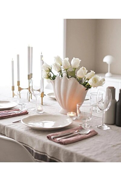 GİZA DESİGN İstiridye Vazo, Beton Vazo, Dekoratif Vazo, Büyük Vazo